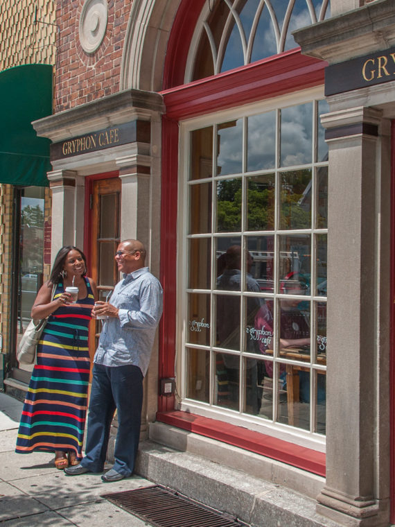 Street with people walking on it in Wayne