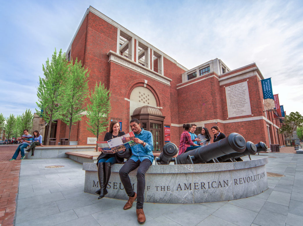 The brick exterior of the Museum of the American Revolution in Philadelphia