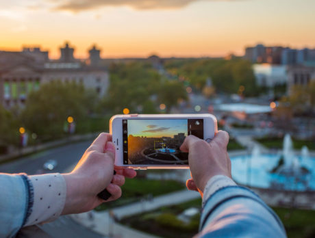 Swann Memorial Fountain on the Benjamin Franklin Parkway snapped from Assembly Rooftop Lounge.