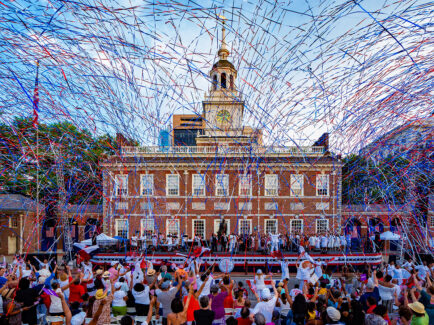 Gospel choir outside Independence Hall in Philadelphia
