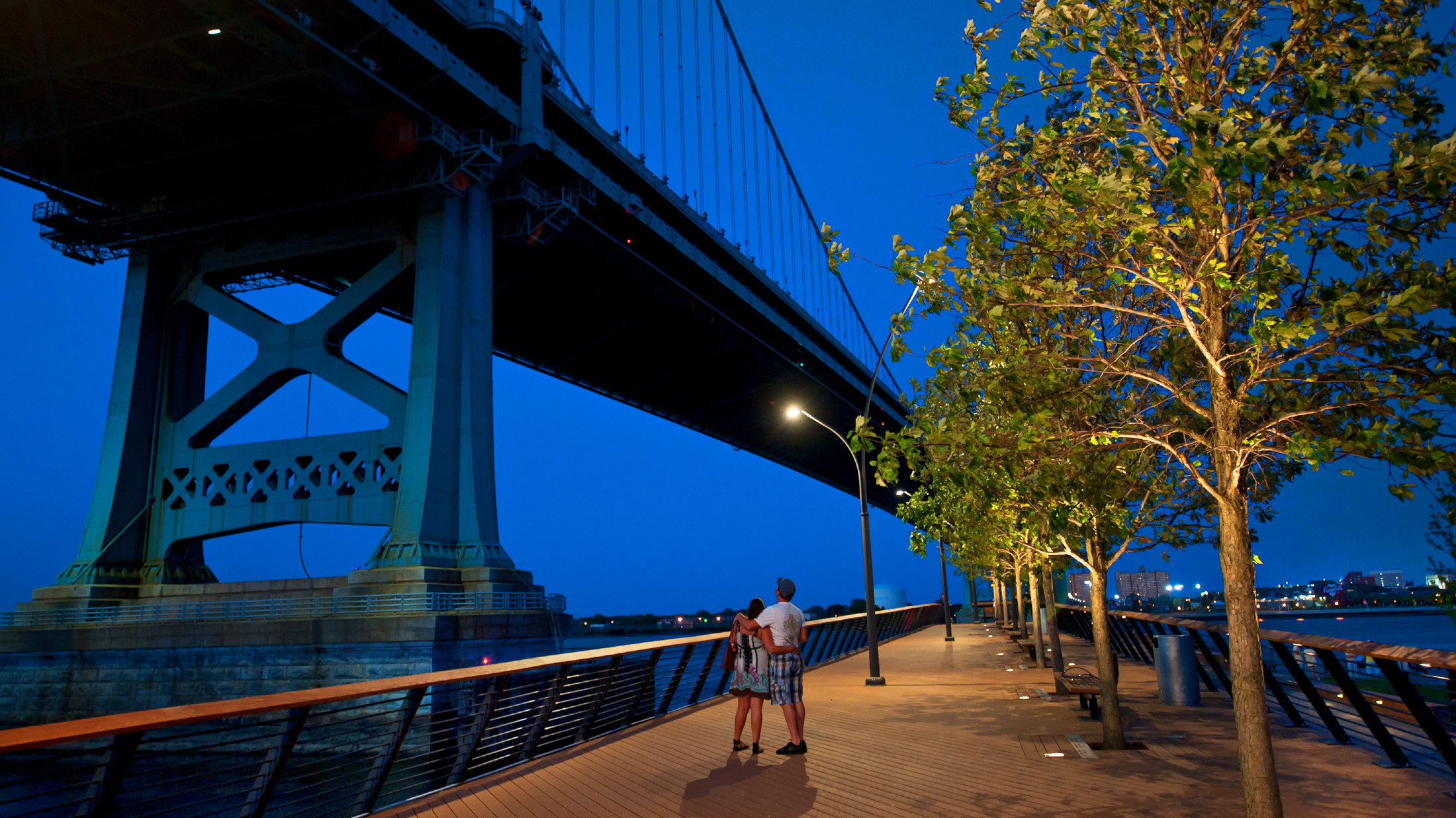 Race Street Pier in Philadelphia at night