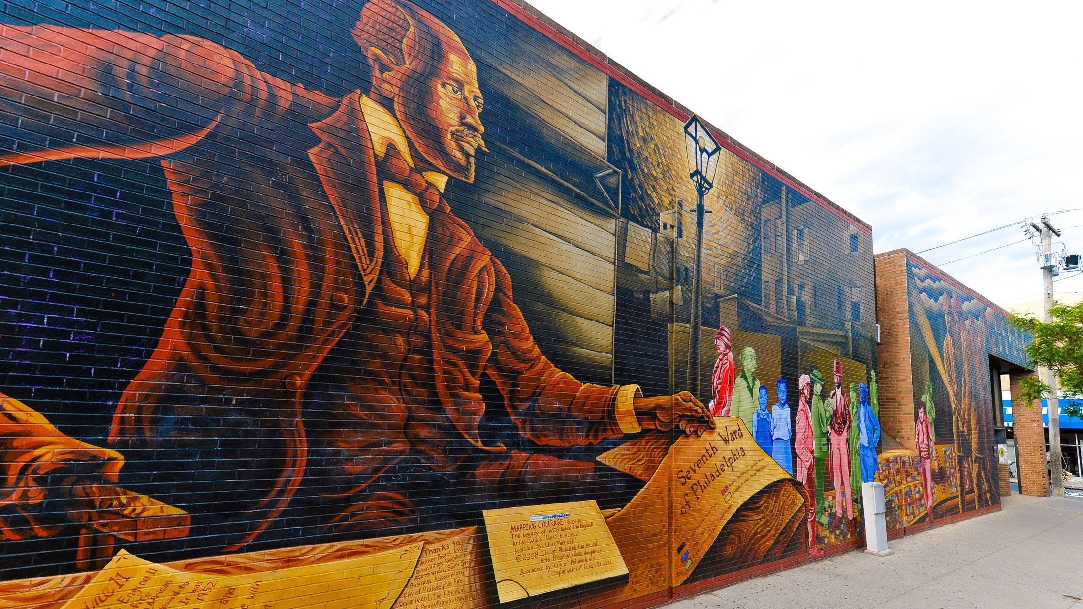 Mapping Courage mural of W. E. B. Du Bois by Willis "Nomo" Humphrey
