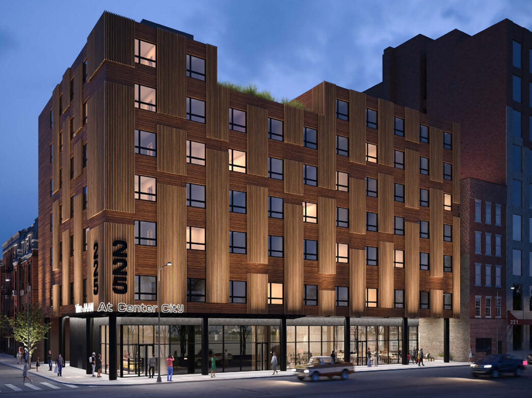 Rendering of the exterior of Jaan at Center City